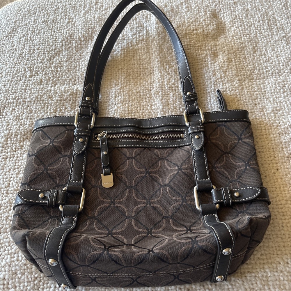 Nine West Brown Geometric Print Shoulder Bag (P1)